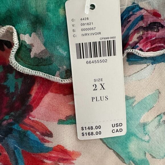 Anthropologie Soft Printed Mini Dress Flutter Sleeves Watercolor Floral Size 2X - Picture 6 of 13